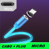 CABO USB CARREGADOR CELULAR MAGNÉTICO LED